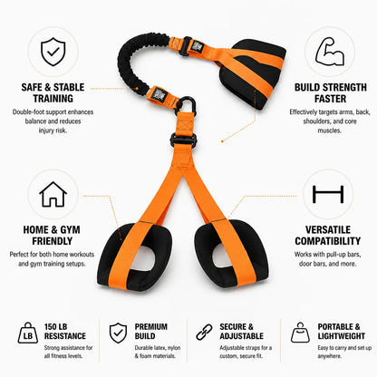 Pull-Up Assistance Bands Double-Foot Stabilizing & 150 lb Resistance