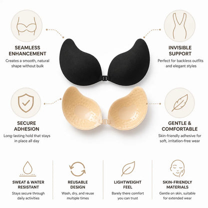 Push-Up Bra Backless Seamless Gentle Adhesive