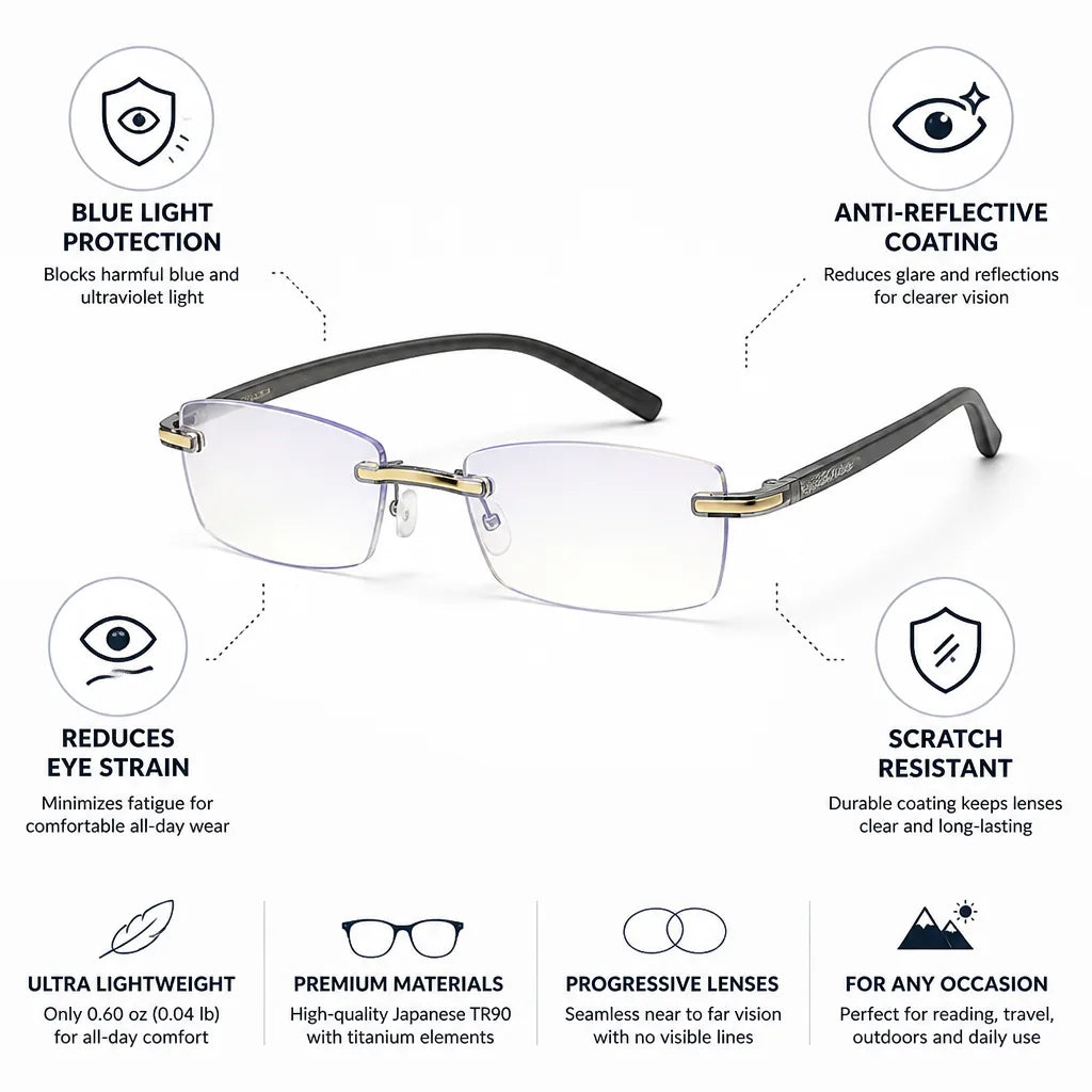Reading Glasses Progressive Multifocal Blue-Light & Anti-Reflective