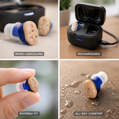 Rechargeable Invisible Noise-Cancelling Hearing Aids (Pair)