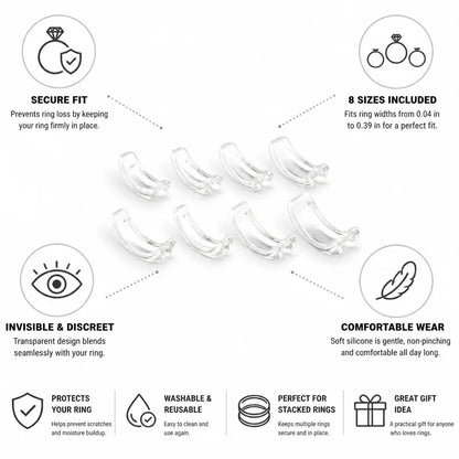 Ring Size Adjusters Transparent Silicone Set of 8