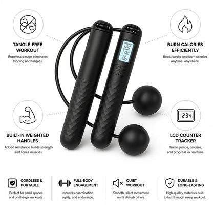 Ropeless Jump Rope Weighted Handles & LCD Counter