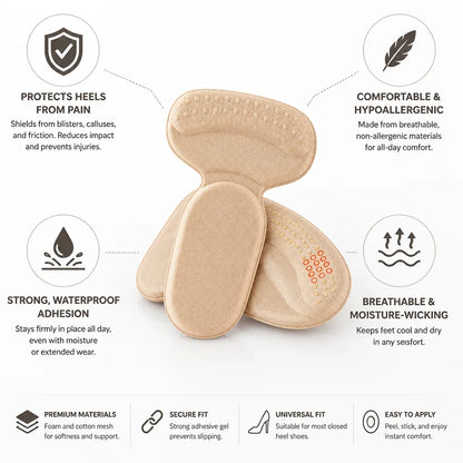 Shoe Heel Cushions Anti-Blister Gel Adhesive Hypoallergenic