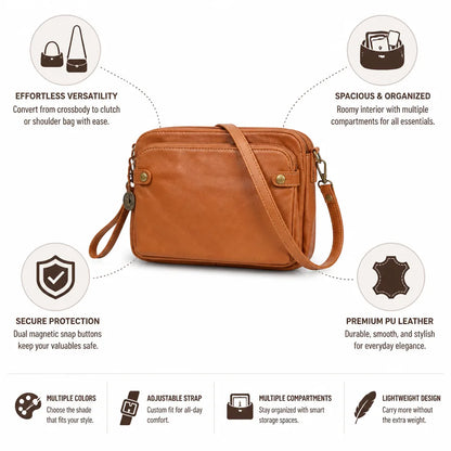 Shoulder Bag Convertible Crossbody PU Leather Adjustable Strap