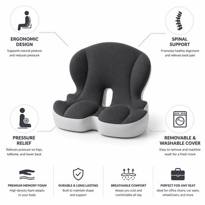 Sitzkissen Orthopädischer Memory-Schaum Abnehmbarer & Waschbarer Bezug