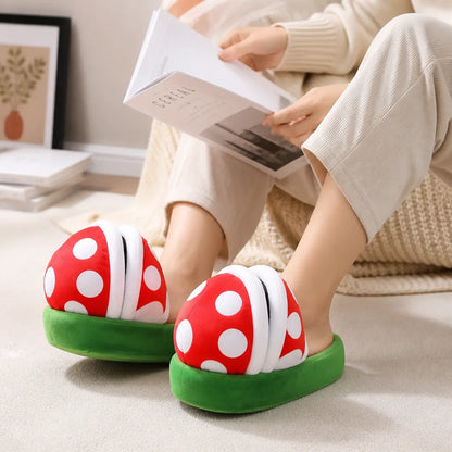 Slippers Cartoon Plant Plush Cotton-Filled Non-Slip Sole