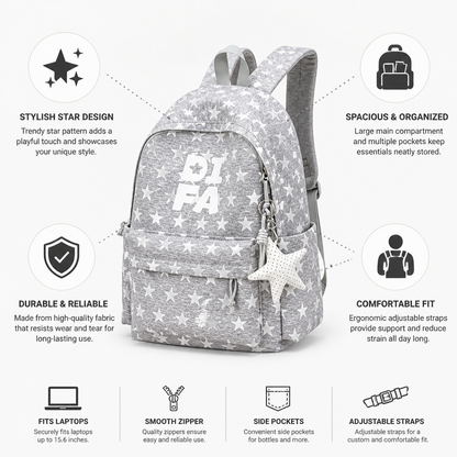 Star-Pattern Spacious & Durable School Backpack