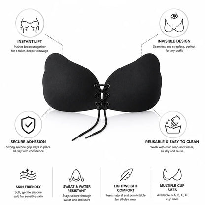 Strapless Bra Front Closure Self-Adhesive Silicone Reusable