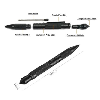 Tactical Pen Aluminum Alloy Tungsten Tip & Whistle