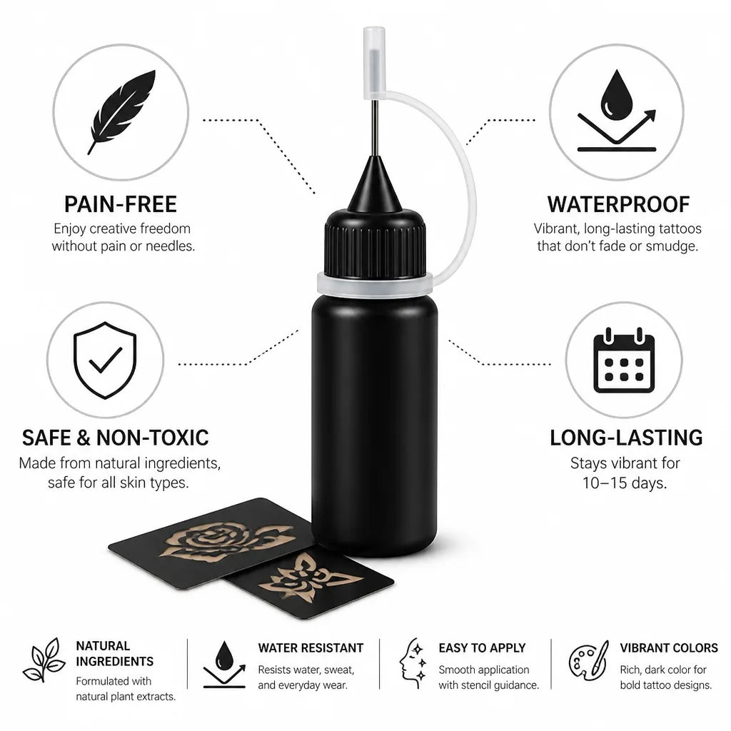 Temporary Tattoo Kit Waterproof Long-Lasting Non-Toxic