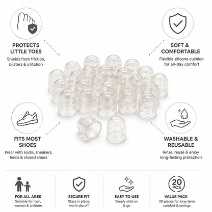 Toe Protector Sleeves Soft Silicone Reusable 20-Pack