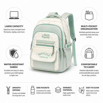 Water-Resistant Large Capacity Student Backpack (Padded Straps)