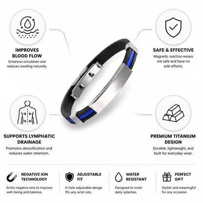 Wellness Bracelet Negative Ion Titanium Adjustable Fit