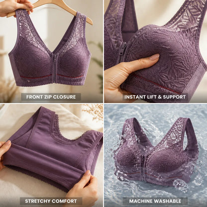 Wireless Bra Front-Zip Seamless Instant Lift
