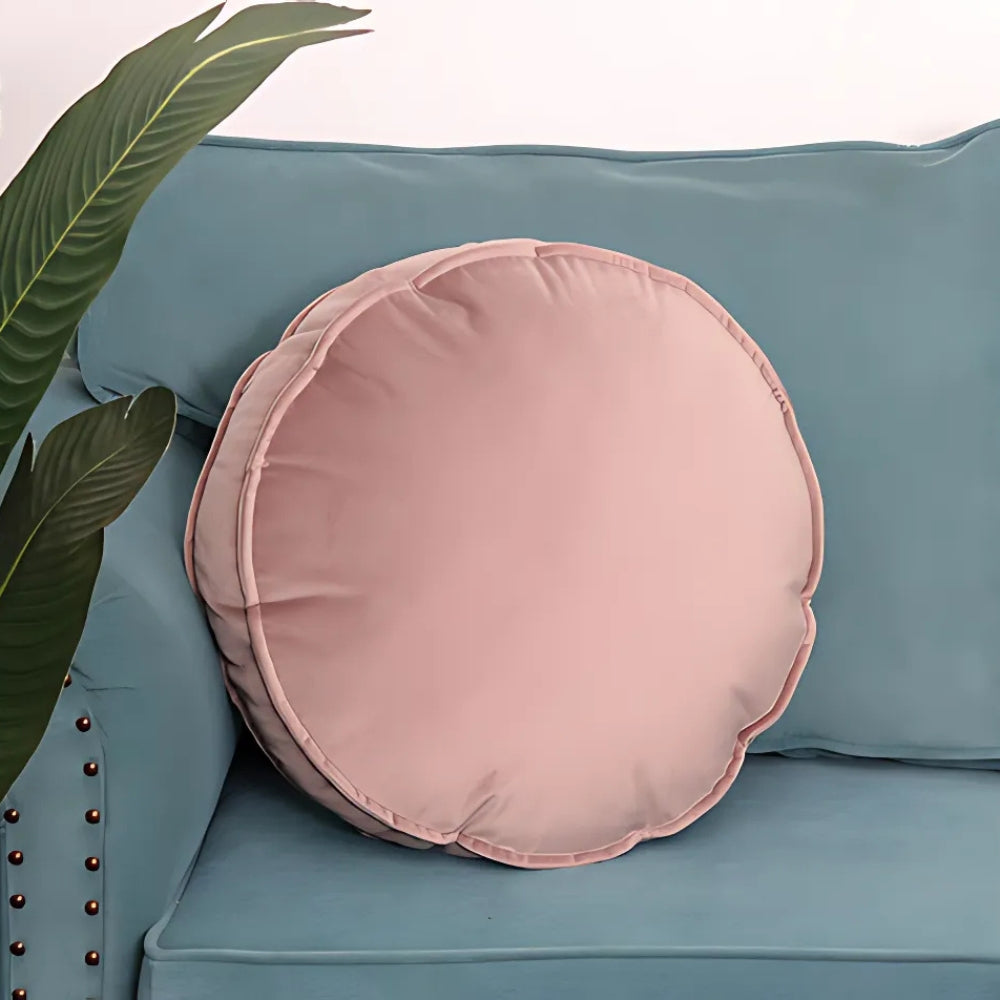 Luxevel Round Cushion - Velvet, Plush Comfort, Hidden Zipper