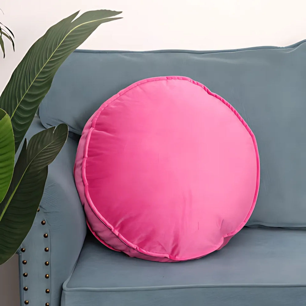 Luxevel Round Cushion - Velvet, Plush Comfort, Hidden Zipper
