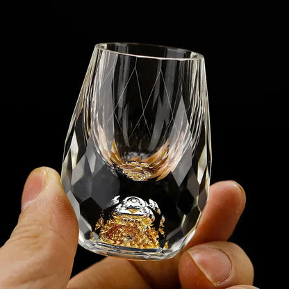 Faceted Crystal Shot Glasses Set of 6 – 0.33 fl oz Mini Glassware for Vodka Whiskey Liqueur Tasting Bar Ware Serving