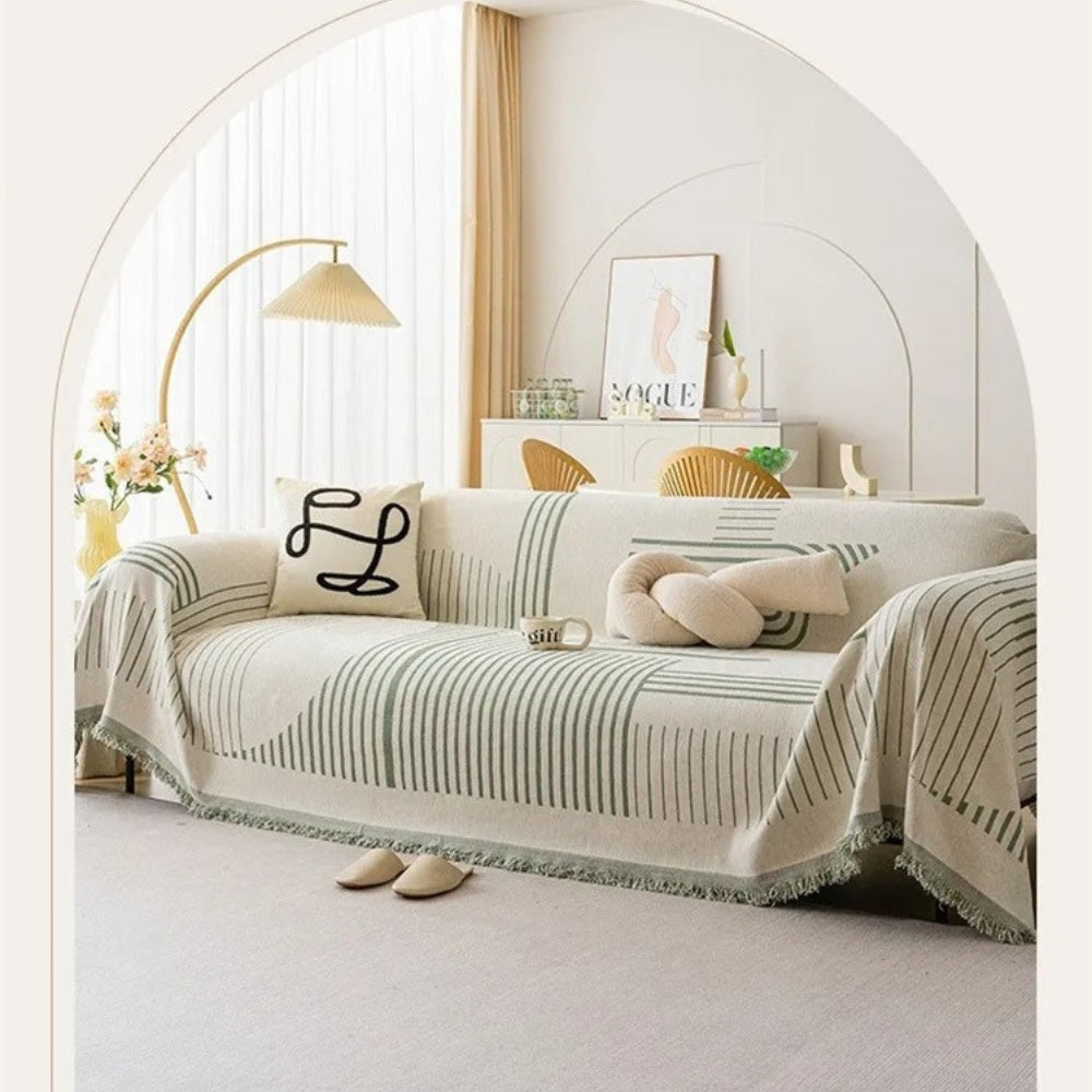 Sleek Sofa Cover - Soft Chenille, Cozy Snowflake Design