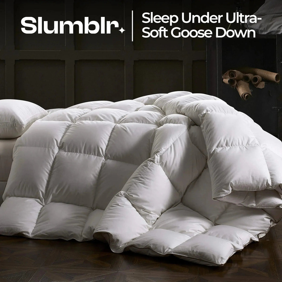 Ortekor Luxurious Goose Down Comforter | All-Season Warmth with Pinch Pleat Design for Comfortable Sleep