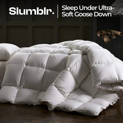 Ortekor Luxurious Goose Down Comforter | All-Season Warmth with Pinch Pleat Design for Comfortable Sleep