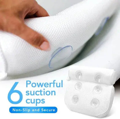 Cushioned Bath Pillow with Suction Cups for Bathtubs, Hot Tubs & Spas – Waterproof Padded Headrest for Neck & Back Support