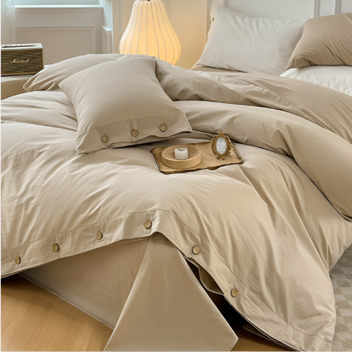 Luxury Breathable Bedding Set with 2 Pillowcases – Soft Cotton Scandinavian Design