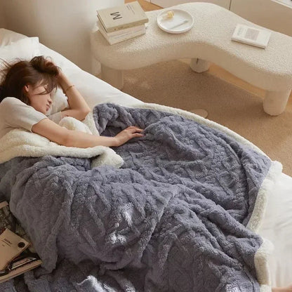 LuxyCozy | Thick Lambswool Winter Blanket with Fleece Softness | Lightweight Comfort for Chilly Days