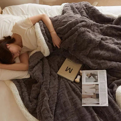 LuxyCozy | Thick Lambswool Winter Blanket with Fleece Softness | Lightweight Comfort for Chilly Days