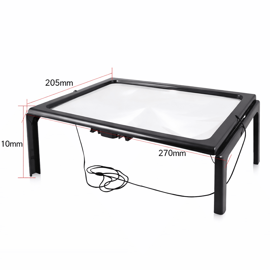 Folding Desktop Magnifier with Built-In LED Light for Reading Books and Small Print | Hands-Free 3X Magnification Lens for Crafts Hobbies