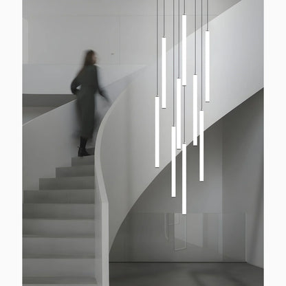 Adjustable Height LED Chandelier for Staircase & Foyer – Iron & Acrylic Multi-Light Fixture, 47–118 in Drop, 5–18 Bulb Configurations for En