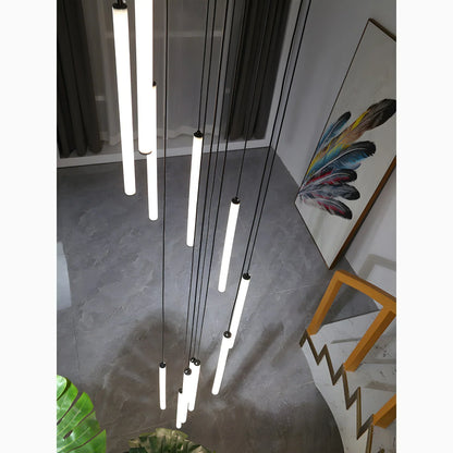 Adjustable Height LED Chandelier for Staircase & Foyer – Iron & Acrylic Multi-Light Fixture, 47–118 in Drop, 5–18 Bulb Configurations for En