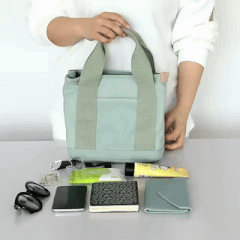 Elegant Handmade Tote Bag with Multi-Pocket Organization | Lightweight Canvas Design for Effortless Daily Use