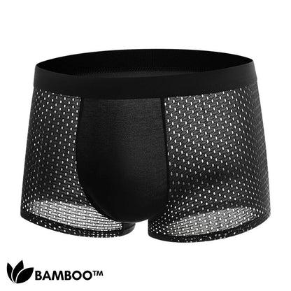 Men's Bamboo Fiber Boxer Briefs – Breathable Moisture-Wicking Trunks with Mesh Pouch for All-Day Comfort, Athletic Support & Temperature
