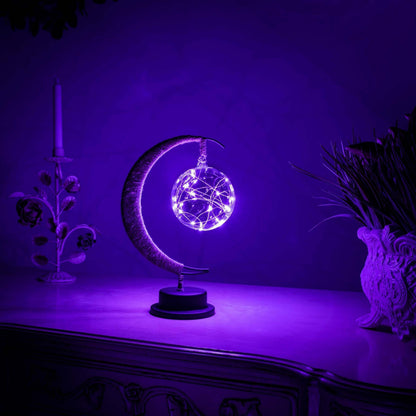 Battery-Powered Moon & Globe LED Lamp for Bedroom Nightstand, Kids Room & Living Room Accent Light | Cordless Decorative Desk Lamp with