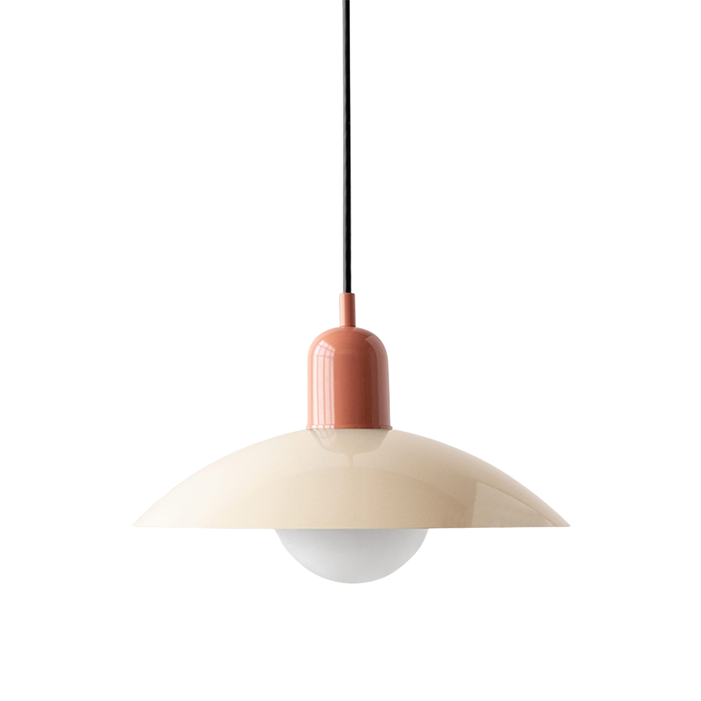 Iron Dome Pendant Light 12.6 in Adjustable Cable Warm LED Kitchen Island Dining Room Overhead Fixture Modern Two-Tone Hanging Lamp for Conte