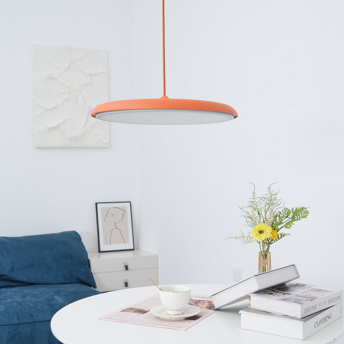 Modern Metal Dome Pendant Light with Adjustable Cord – Soft Pastel Finish for Kitchen & Living Room