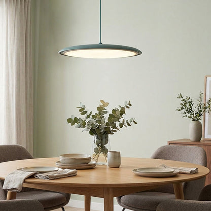 LED Hanging Fixture Acrylic Disc 16 Inch 24W for Kitchen Island Dining Room Table Adjustable Cord Modern Overhead Lighting Warm Glow 3000K