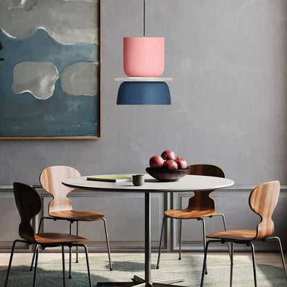 Dual-Layer Overhead Fixture 11.4 in Aluminum Acrylic Nordic Style Kitchen Dining Living Bedroom Suspended Drop Light for Small Spaces Contem