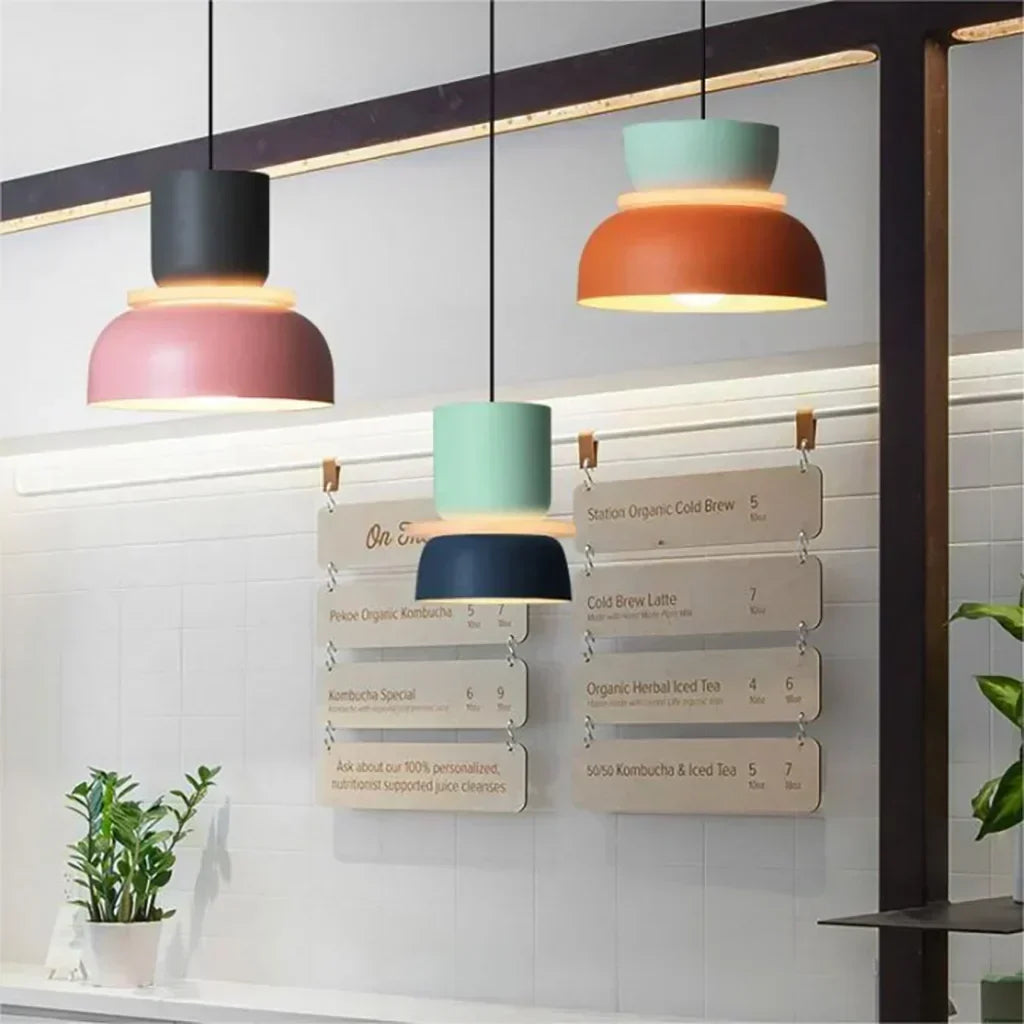 Layered Acrylic Pendant Light Fixture 11.4-Inch Pastel Macaron Colors Modern Hanging Ceiling Lamp E27 for Dining Room Living Room Kids Bedro