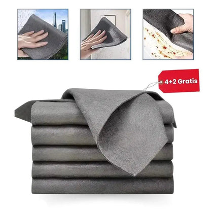 Reusable Microfiber Cleaning Cloths 6-Pack for Glass, Windows, Mirrors & Stainless Steel Streak-Free Lint-Free