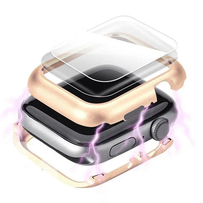 Metal Band and Protective Case Bundle for 38-44mm Apple Watch