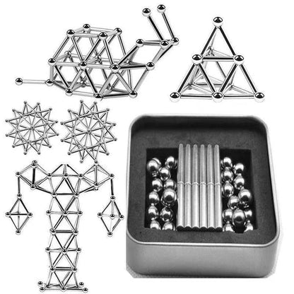 Magnetic Building Tiles | Creative Construction Set with 48 Rods & 35 Balls | Versatile Stress Relief for All Ages