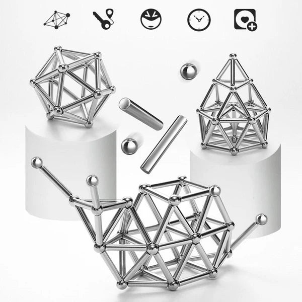Magnetic Building Tiles | Creative Construction Set with 48 Rods & 35 Balls | Versatile Stress Relief for All Ages