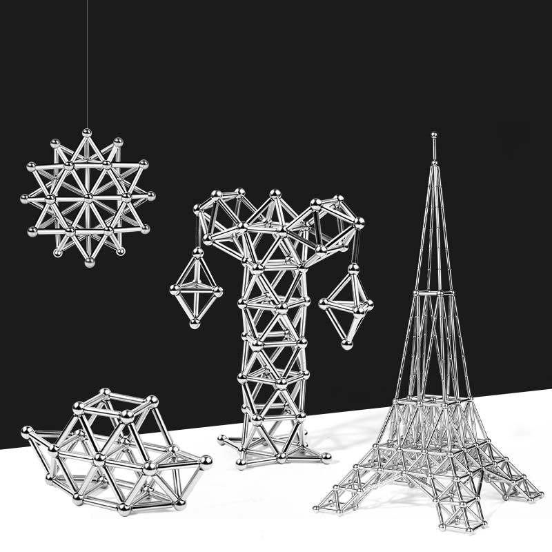 Magnetic Building Tiles | Creative Construction Set with 48 Rods & 35 Balls | Versatile Stress Relief for All Ages