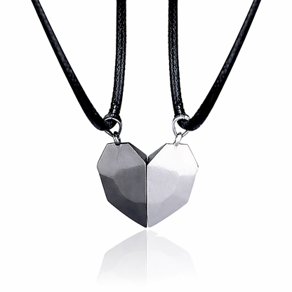 Magnetic Heart Necklace Set | Electrocardiogram Design for Couples