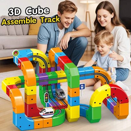 Rechargeable Electric Train Set, Magnetic Train Track Toy with Bendy Tracks, Toy Train Set, Magnetic Building Toy