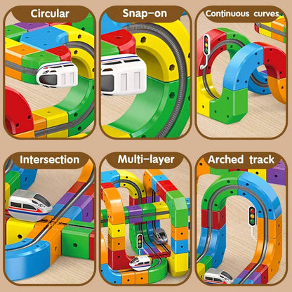 Rechargeable Electric Train Set, Magnetic Train Track Toy with Bendy Tracks, Toy Train Set, Magnetic Building Toy