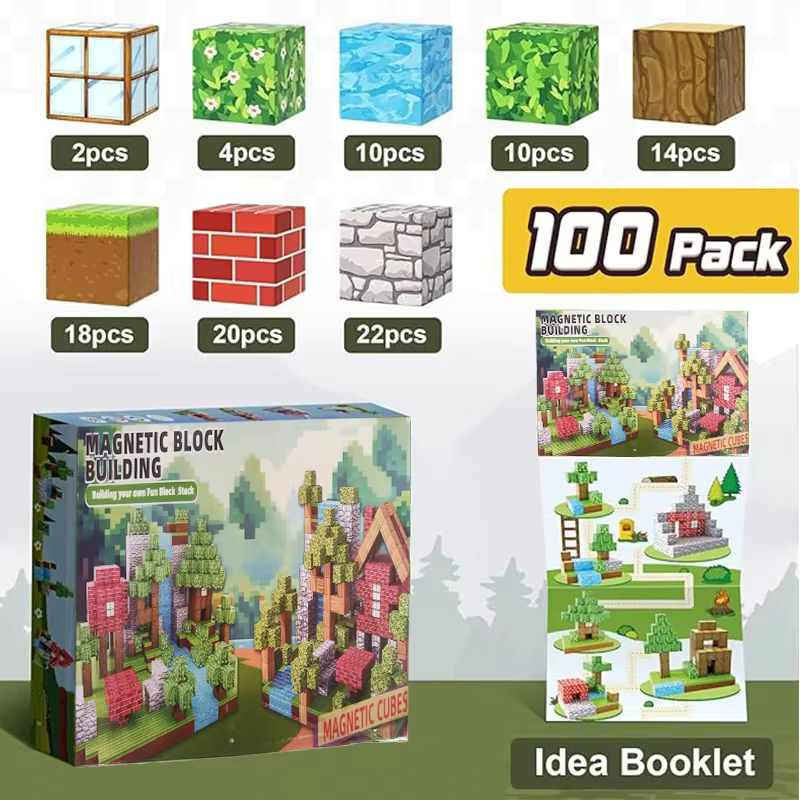 STEM Construction Set 100-Piece Magnetic Cube Toy for Kids Ages 6+ Creative Building Educational Play Spatial Skills Development