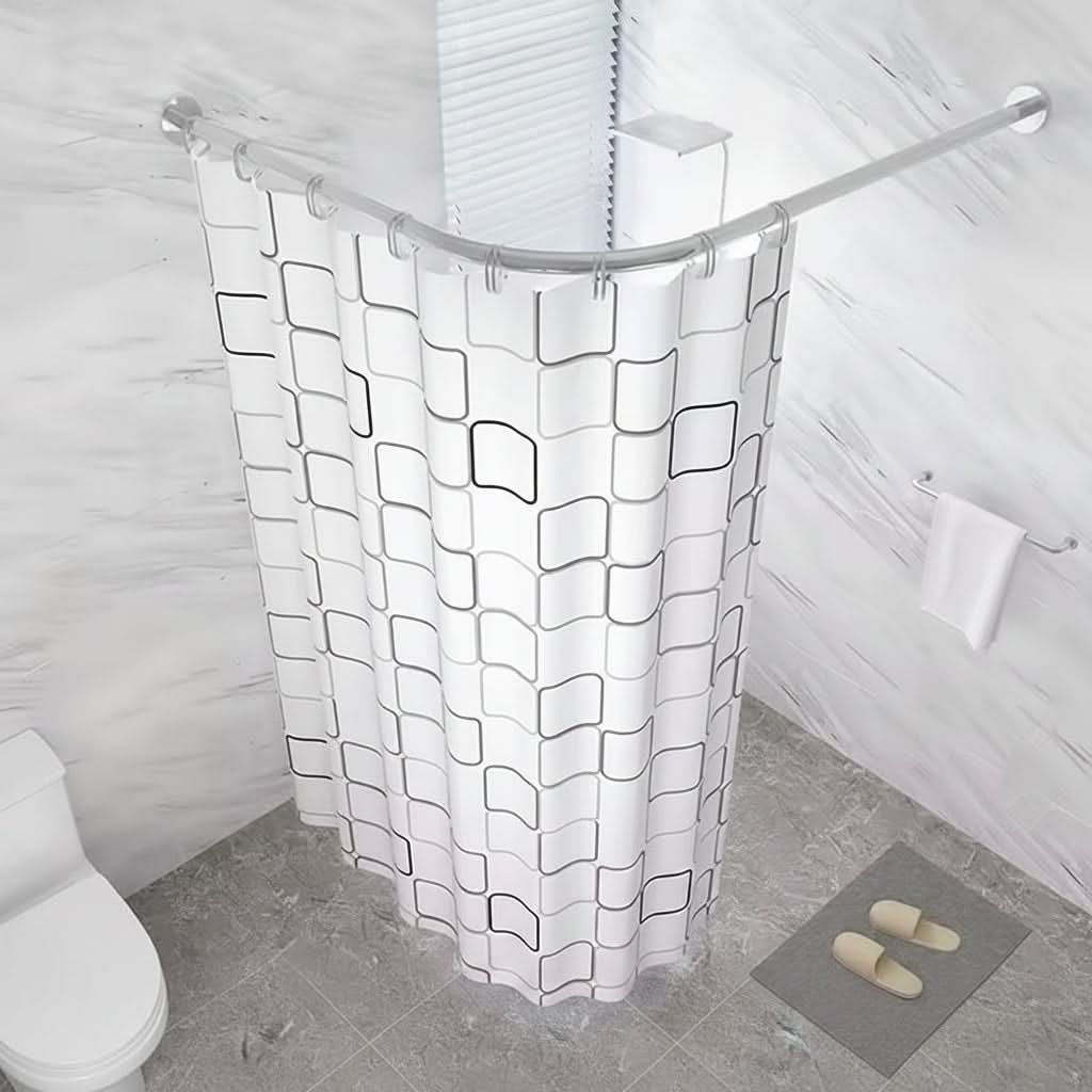 FLEXICURVE – Extendable L-Shaped Shower Curtain Rod with Punch-Free Stainless Steel Installation for Modern Bathrooms