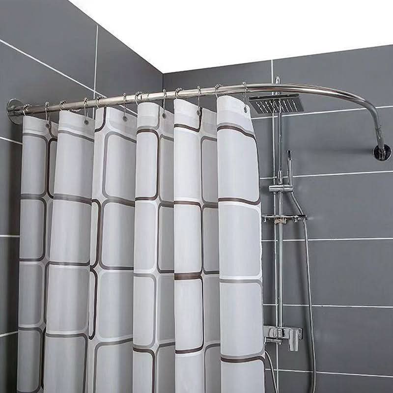 FLEXICURVE – Extendable L-Shaped Shower Curtain Rod with Punch-Free Stainless Steel Installation for Modern Bathrooms